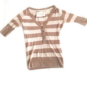 cute tan & cream striped crop shirt